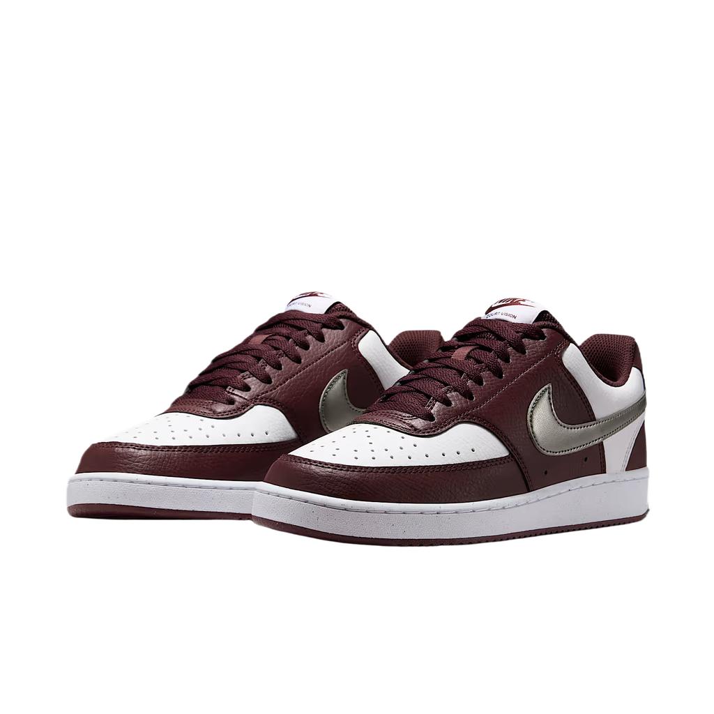 Nike  Court Vision Low  White/Burgundy Crush/Metallic Pewter Women Sneakers Red IM7647-100
