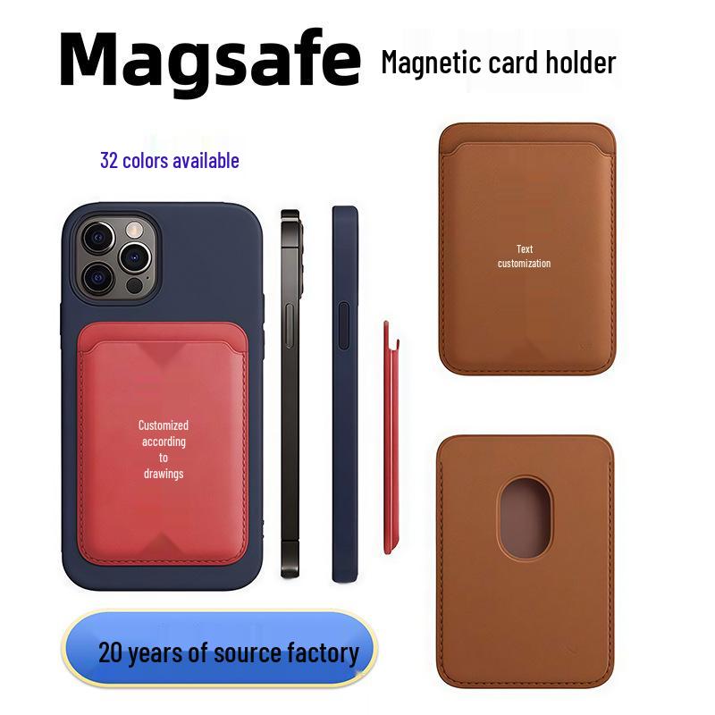 MagSafe Magnetic Card Holder Sleeve for iPhone 16/17, Strong Magnetic PU Leather, Official Style