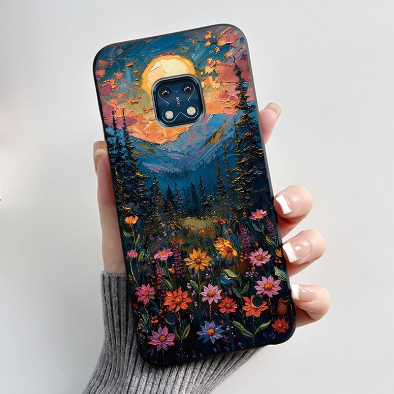 Jelly Color Simple Black Case For Nokia XR20 Popular Little Girl Viral Lucky Pattern Shell With Shockproof Bumper Soft Cover