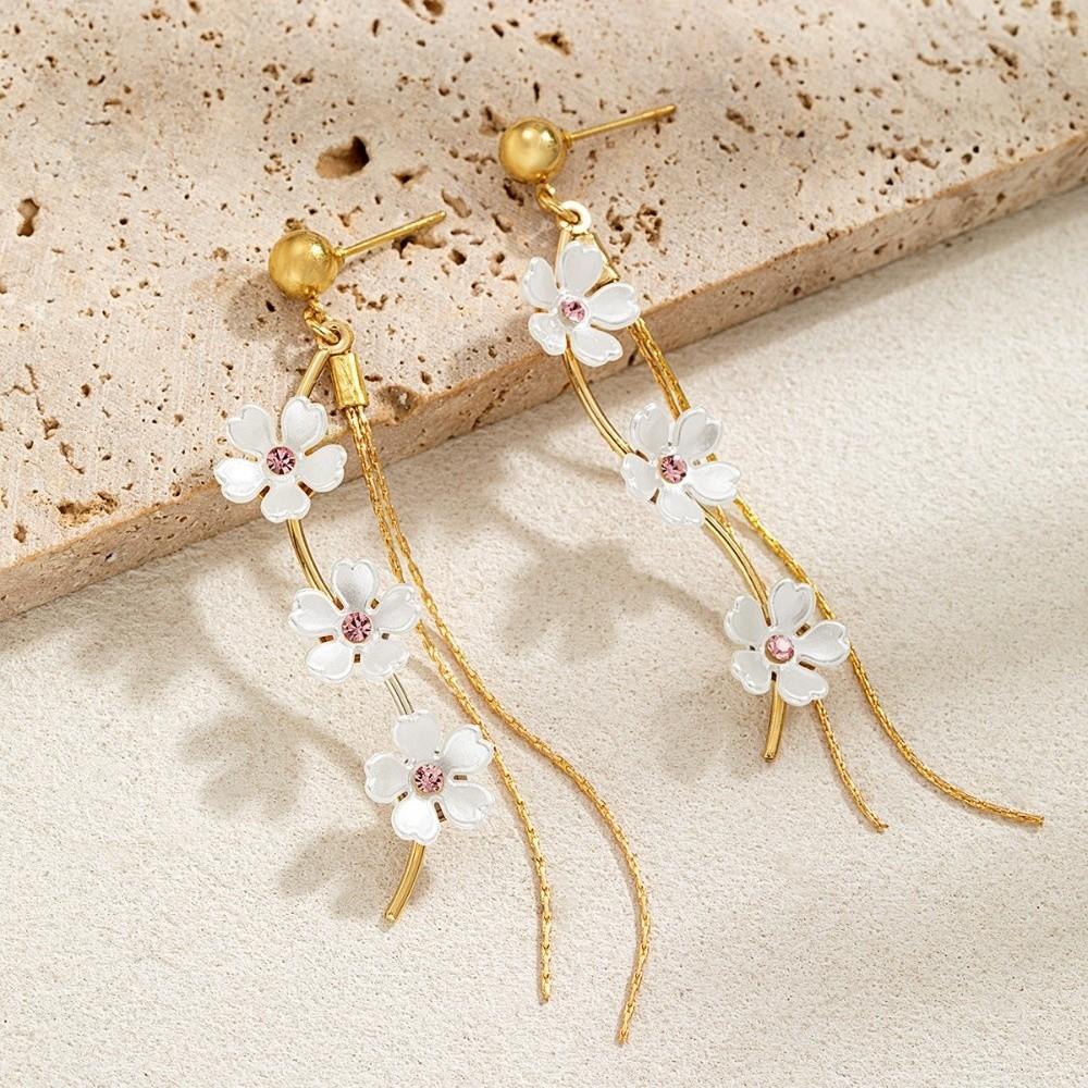 Versatile Pendant Earrings Tassel Flower Earrings Elegant Fringe Hoop Earrings  Stylish Occasions