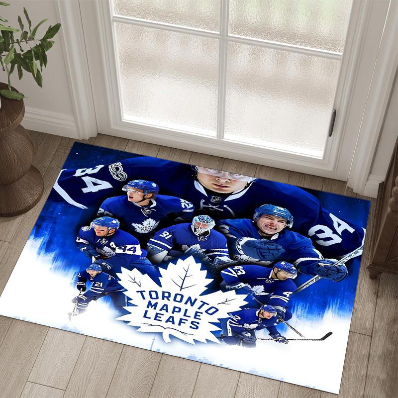 Toronto Maple Leafs Design Crystal Velvet Carpet Cozy Non?Slip Printed Rug For Bedroom Living Room Entrance
