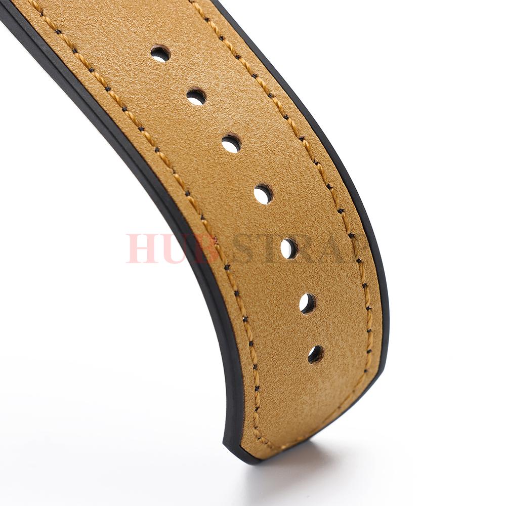 19x26mm Vícebarevné Kožené Řemínky na Hodinky s Texturou Bambusu pro Řady Hublot Yubo Classic Fusion Big Bang Voděodolný Řemínek
