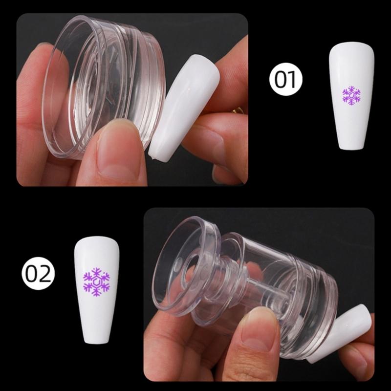 Nail Stamper French Tip Nail Stamp Rotatable Nail Art Stamper Clear Silicone Nail Stamping Jelly Stamper Nails Art Tool