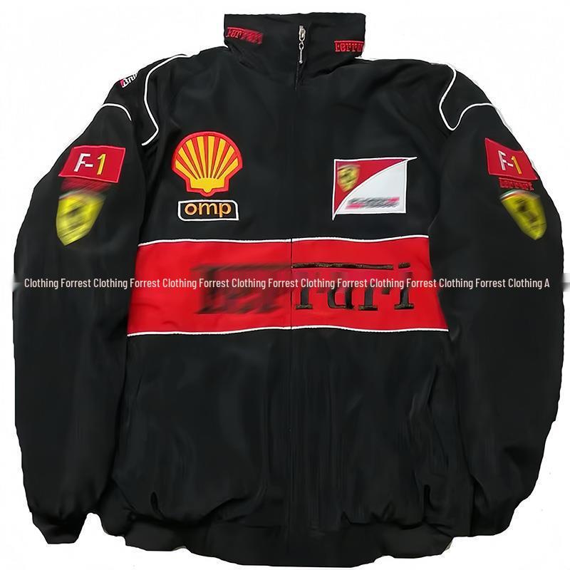 Retro F1 Embroidery Racing Windbreaker: Unisex Spring Biker Jacket
