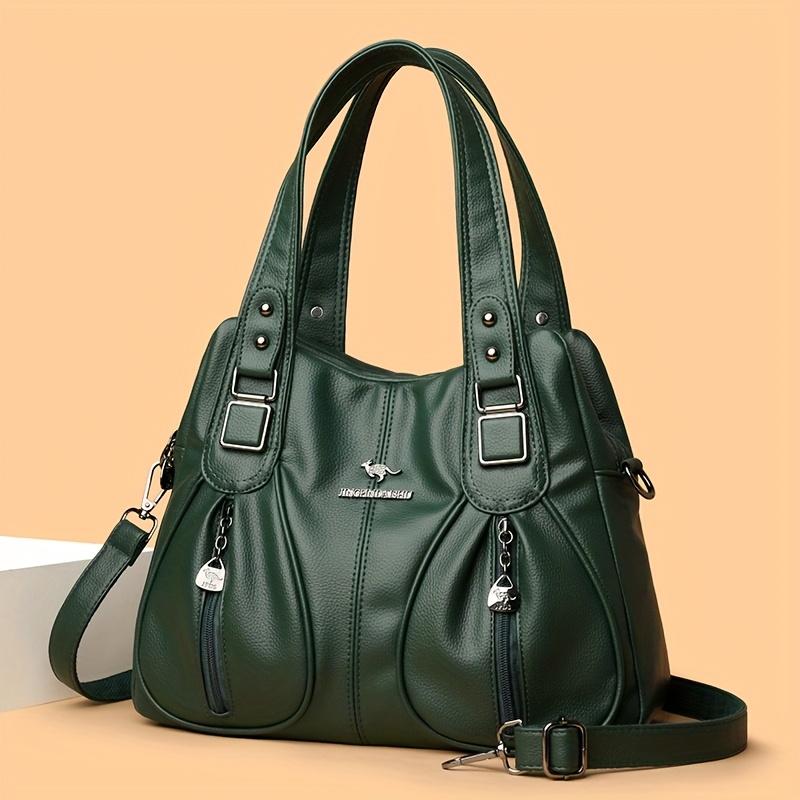 Vintage Faux Leather Handbag for Women Multi-pocket Shoulder Bag Casual Commuter Tote Bag Perfect for Daily Commuting Shopping Ladies' Holiday Gifts