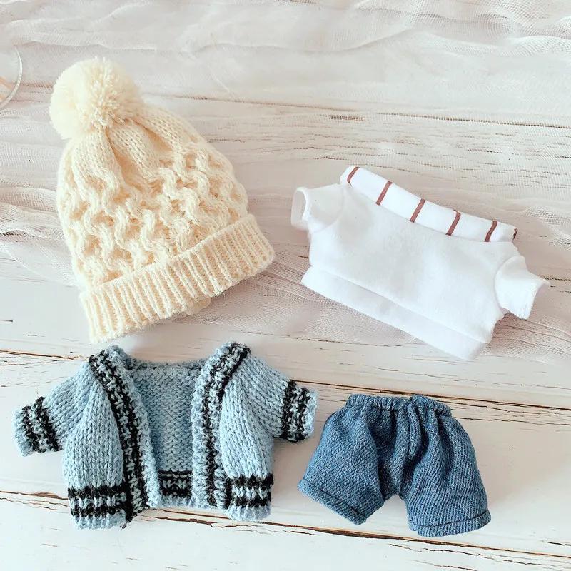 Doll Clothes Knitted hat pantsSweater shoes for 20cm Idol Dolls Accessories Plush Doll's Clothing Durable Toys Korea Kpop EXO Dolls gift