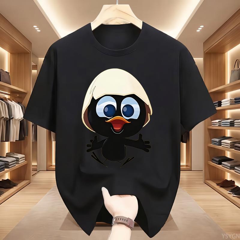Sunlight T Shirt Big Size Men Calimero Cartoon Pattern Men T Shirt Painted Funny Tshirt Men T Shirt