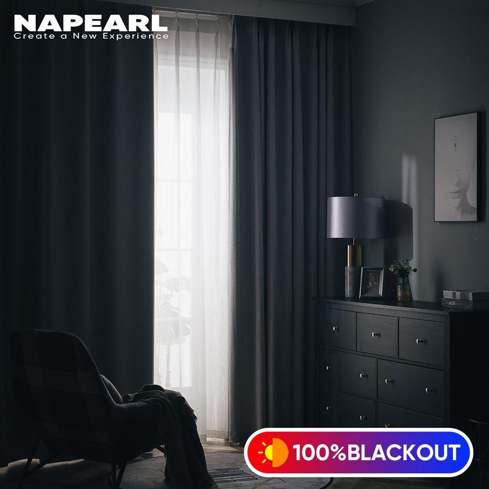 1PC NAPEARL 100% Blackout jednokolorowa pościel zasłona okienna do sypialni nowoczesny typ pierścienia zasłony zasłona do salonu do wystroju domu