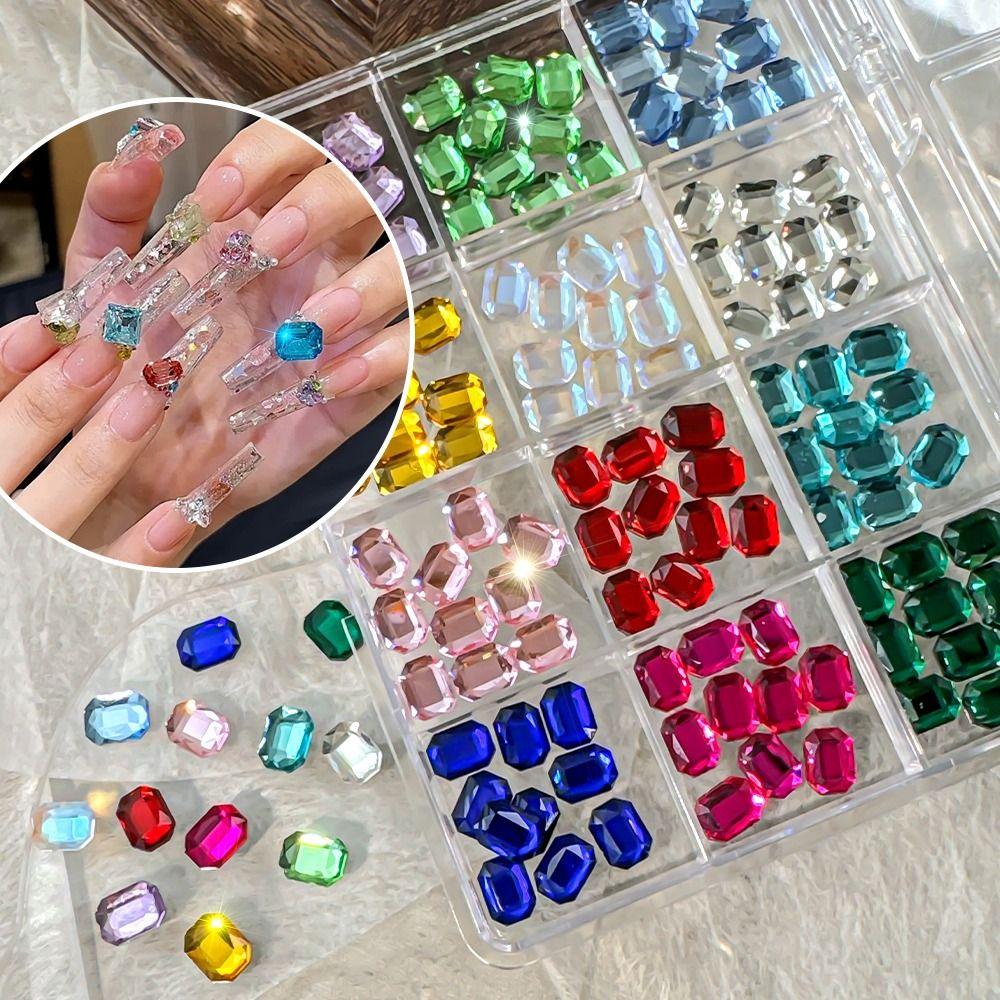 120Pcs/Box Flat Back Diamond Nail Charms Super Flash DIY Nail Art  Jewelry Making
