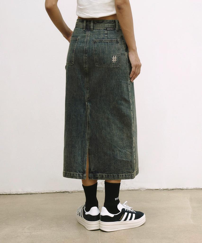 Vintril Sunday Fatigue Denim Long Skirt (Indigo)