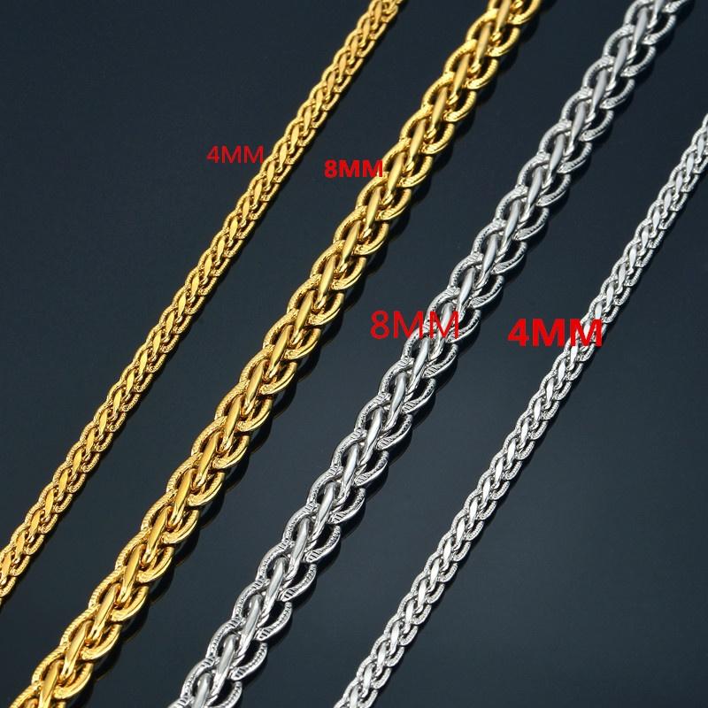 4mm Small Foxtail Chain Necklace Wholesale Gold Silver Plated Link Necklace For Men Women Stainless Steel Fashion Jewelry Gift