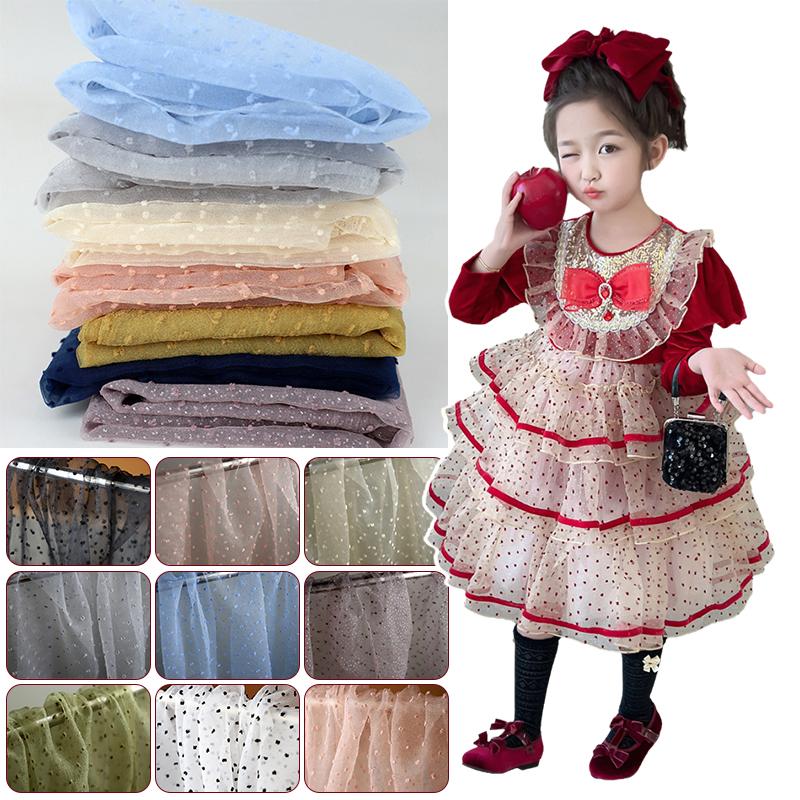Seersucker Lace Fabric Black Polka Dot Tulle Fabric for Wedding Dress Bridal Veil Tutu Dress Baby Girls Puffy Clothing Sewing