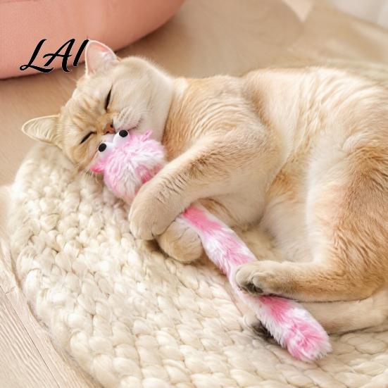 Plush Toy with Catnip Mouse Cat Catnip Long Tail Rat Chew Toy Durable Stuffed for Indoor Kittens Biting Hunting Instinct Stimulation Pet Kitten