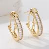 Exquisite  Gold Color Metal Inlaid Cubic Zirconia Dangle Earrings for Women Engagement Wedding Earrings Jewelry