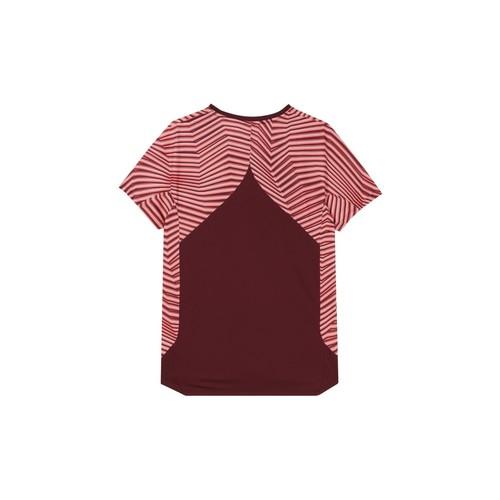 Nike Men's Red Colorblock Stripe Tennis Quick-Dry Short-Sleeve T-Shirt