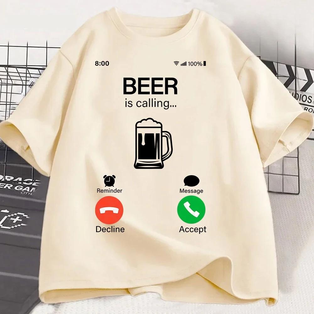 La cerveza está llaUnisexdo y devo ir al teléfono camiseta divertida Meme camiseta de moda para hombres y mujeres camisetas infor