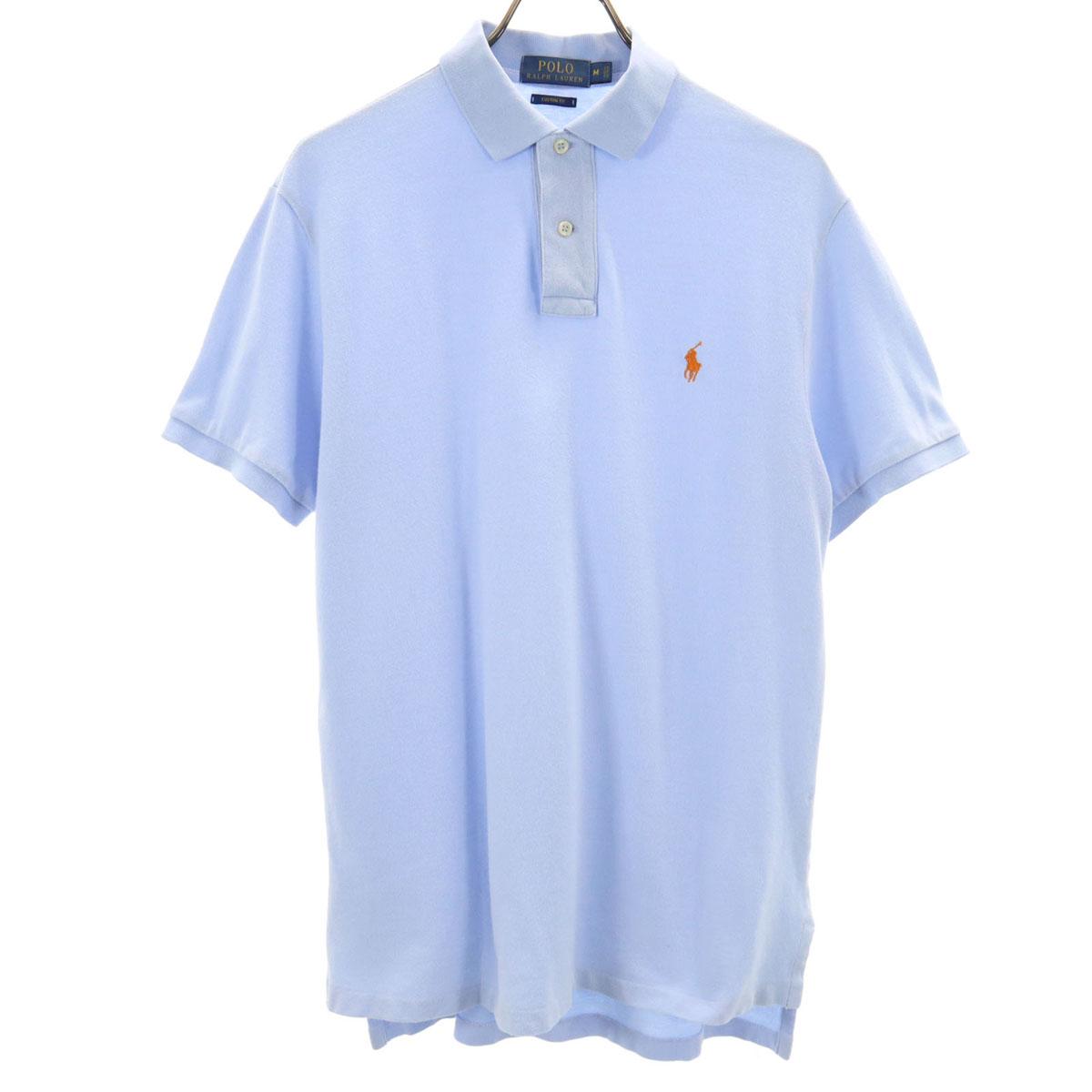 

POLO RALPH LAUREN Short sleeve Custom fit Polo shirt M Blue purple Fawn Men s Used