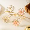 Fashion Metal Hollow Flower Cuff Bangle for Women Personality Opening Adjustable Armband Bracelet Beach Holiday Party Jewelry