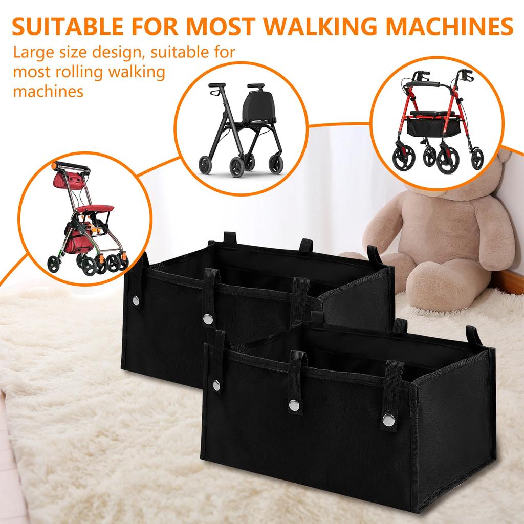2/1Pcs Foldable Large Rollator Walker Basket Oxford Cloth Under Seniors Women Men Seat Rollator Bag Basket for 4 Wheel Rollator