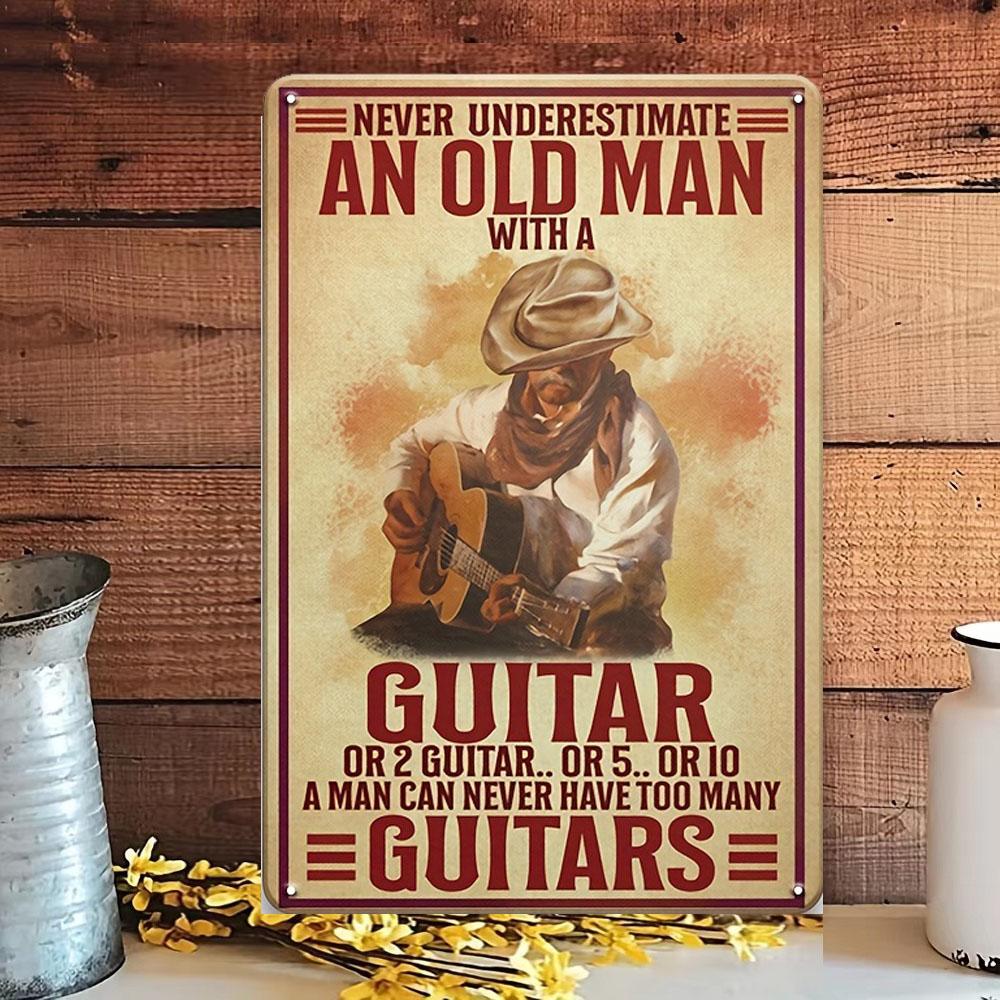 Vintage-Inspired Guitarist Metal Sign - Rustic Home Decor for Music Lovers, Man Cave,  Bedroom, Instrument Shop, and Audio Room