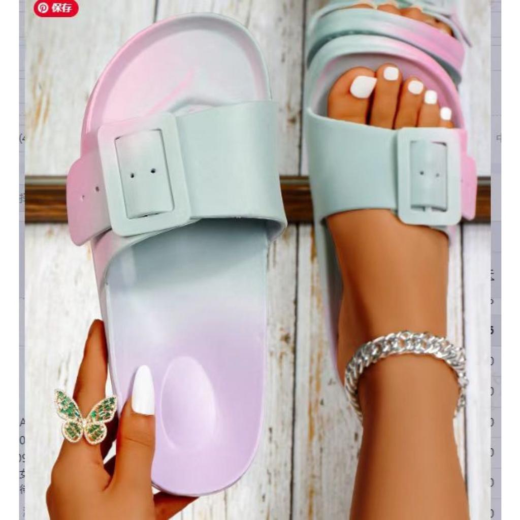 Women's Slippers Korean Version Fashionable Cool Slippers for Outdoor Wear, Casual Home Wear, One Line Dragging, Soft Soled Comfortable Sandals