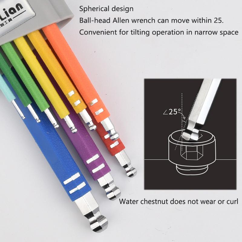 Allen Key Set L Wrench Kit For Allen Screw 9Pcs Long Arm Hex Key Set 1.5Mm To 10Mm Hexagon Spanner Hand Tools For Bicycle Repair