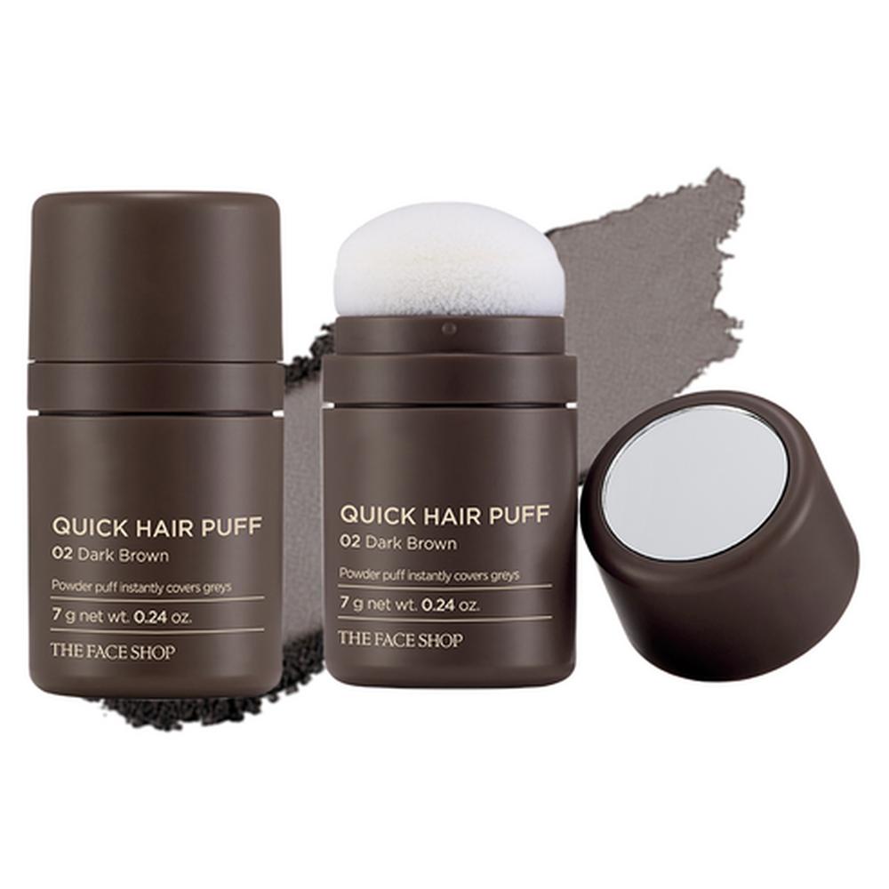 THE FACE SHOP Quick Hair Puff 7g 02 Dark Brown - Hairline Cover, Korean