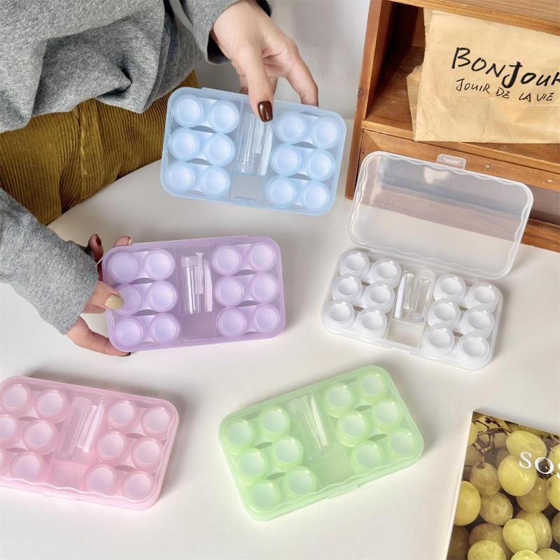 Transparent Fresh Portable Contact Lens Case Color Retro Morandi Companion Box Six Pairs Nursing Contact Lens Storage Box