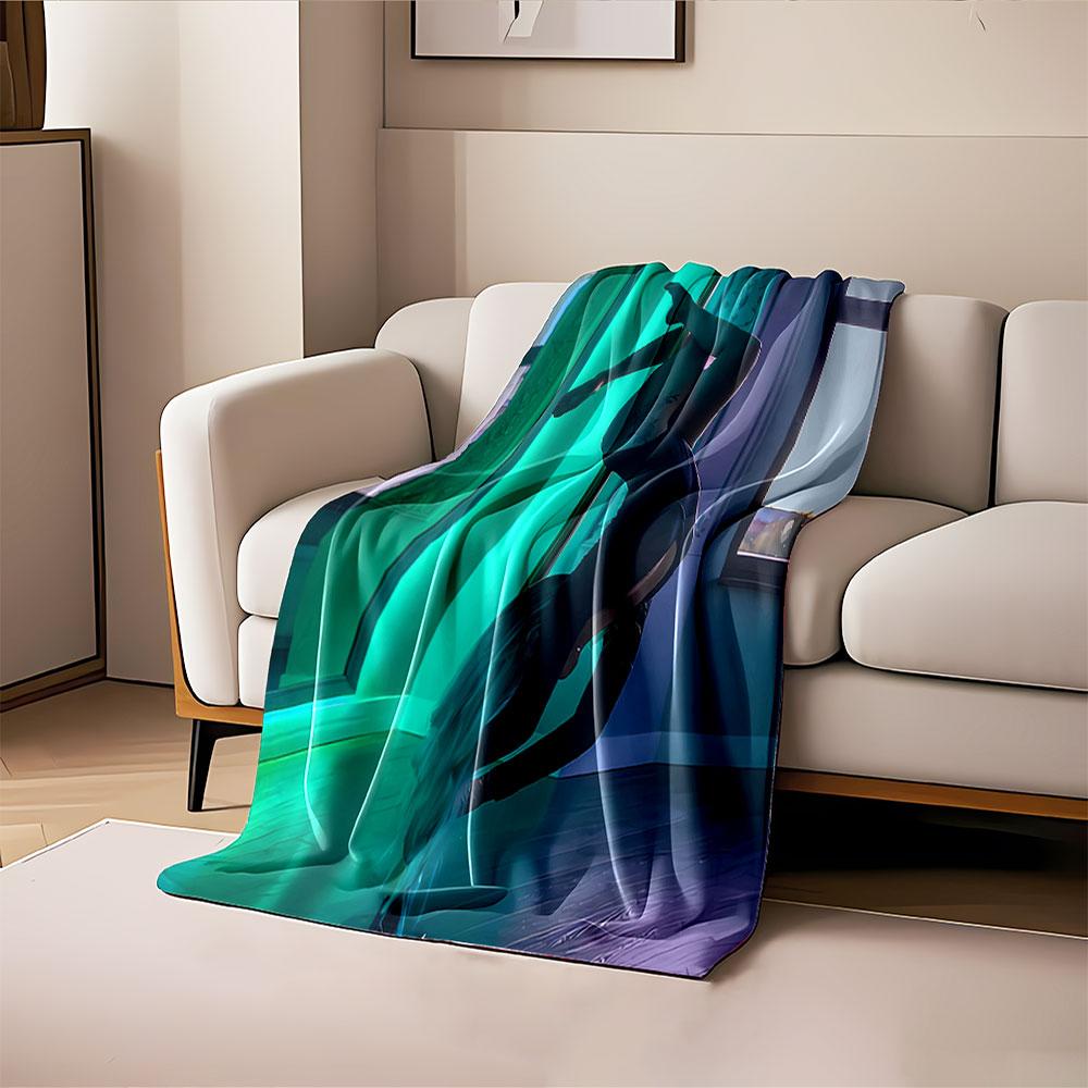 Yoga Pose with Teal Lights for all seasons blanket lunch break throw gift