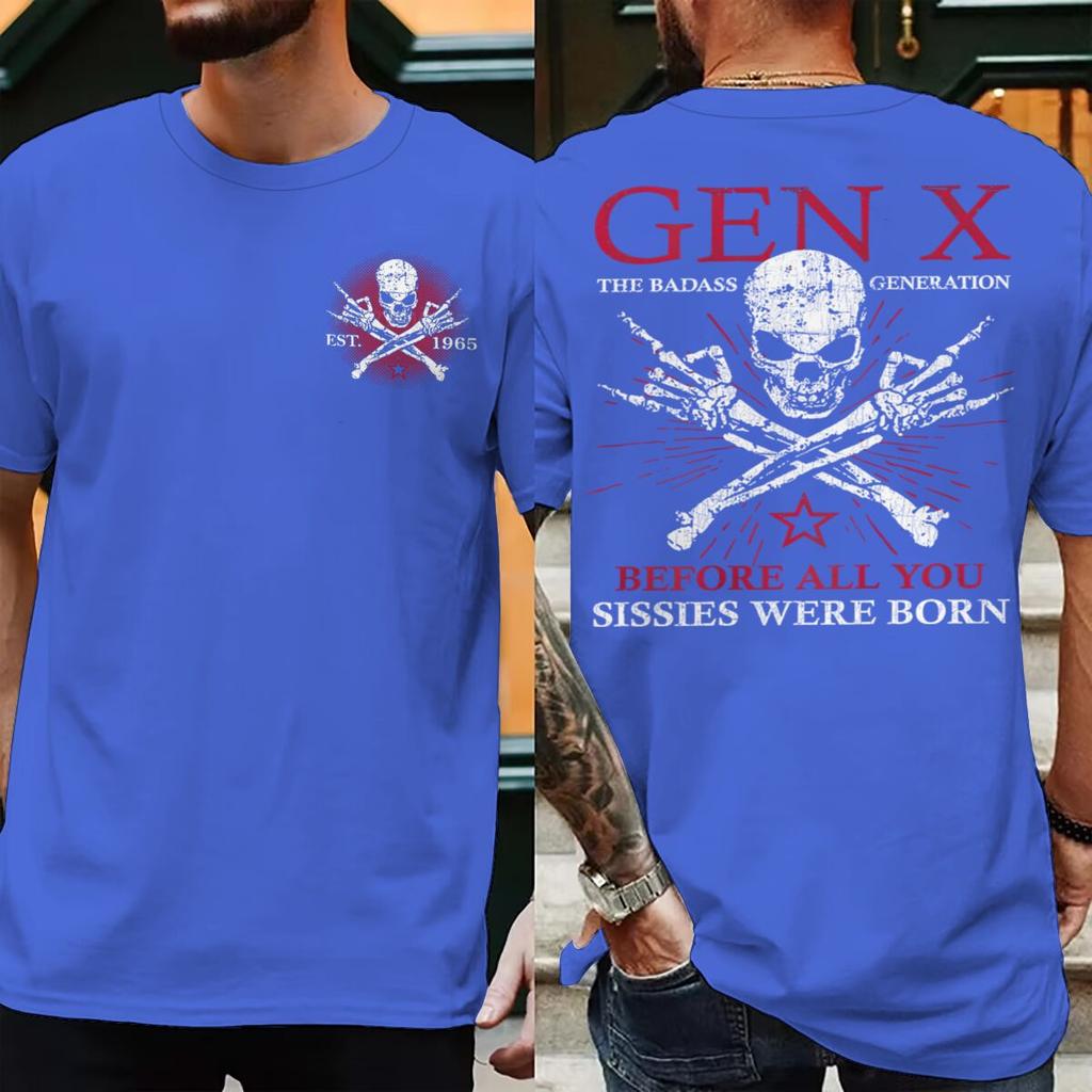 Stampato 1965 Divertente Generazione X Unisex Unisex Magliette La Generazione Badass Cresciuta Dai Teschi Streetwear Manica Corta Ropa Hombre Magliette