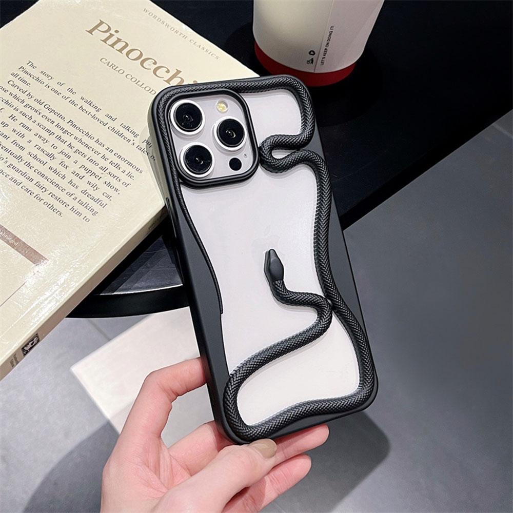 Cool 3D Snake Hollow Dissipate Heat Phone Case For iPhone 16 15 14 13 12 11 Pro Max Luxury White Shockproof Soft Silicone Cover