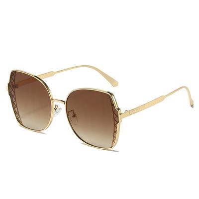 Retro Large Frame Polygon Gradient Women Sunglasses Now Pearl Decorative Frames Personality Casual Men Sun Glasses UV400