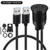 Waterproof Double USB 3.0 to Double Type C Chargers Extension Cable Panel Mount Cable for Car Dashboard Easy Installation