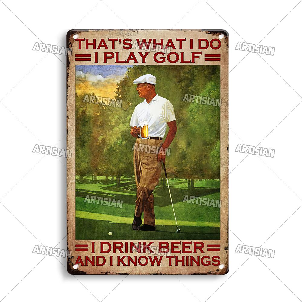 Artisian Golf Golfer Metal Sign Sport Tin Plaque Vintage Decorative Poster Wall Decor Garage Bar Pub Club Hotel Cafe Kitchen