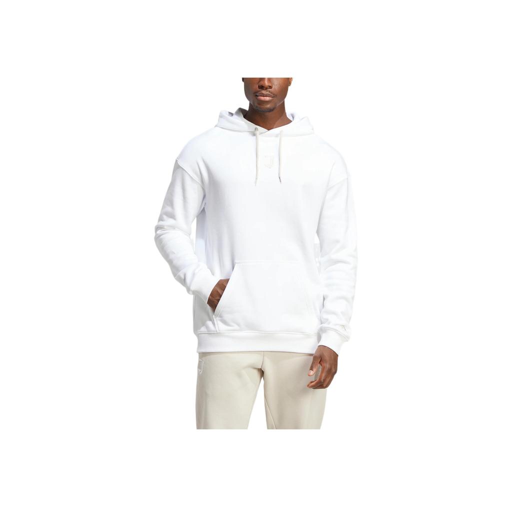 Adidas Logo Embroidered Pullover Hoodie Long Sleeve Sweatshirt Men Tops White HS9802