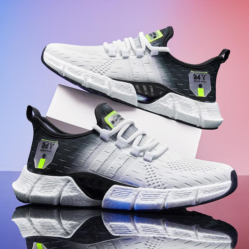 Running Shoes Men Luxury Design Mesh Breathable Casual Flat Walking Shoes 2024 Trendy Lace-up Comfortable Original Sneakers Man