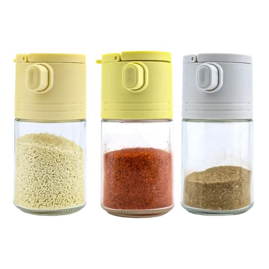 Glass Salt Dispenser Set with 0.5g Portion Control Airtight Seasoning Jars for Low-Sodium Diets 180ml Moisture-Proof Easy-Fill Spice Container