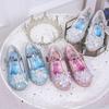 Outono 2025 Sapatos de Salto Baixo de Lantejoulas com Velcro e Strass da Princesa Congelada para Crianças