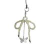 Sweet Beaded Bowknot Butterfly Charm Pendant Phone Strap Pocket Keychain Strap Hanging Decoration for Key Bag Purse