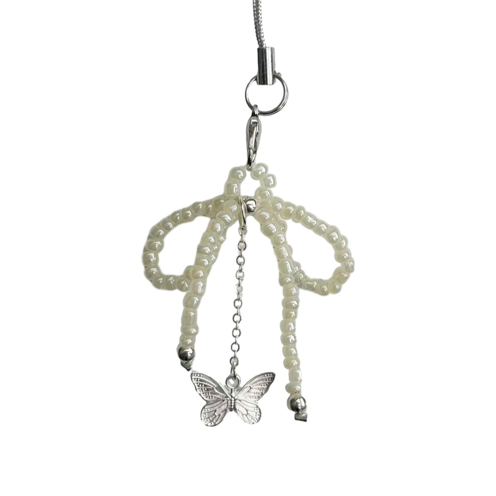 

Милый бисерный бантик, кулон-бабочка, ремешки для телефона, шнурок, карманный брелок, ремешок для рюкзака, цепочка для украшения ключей от машины бежевый