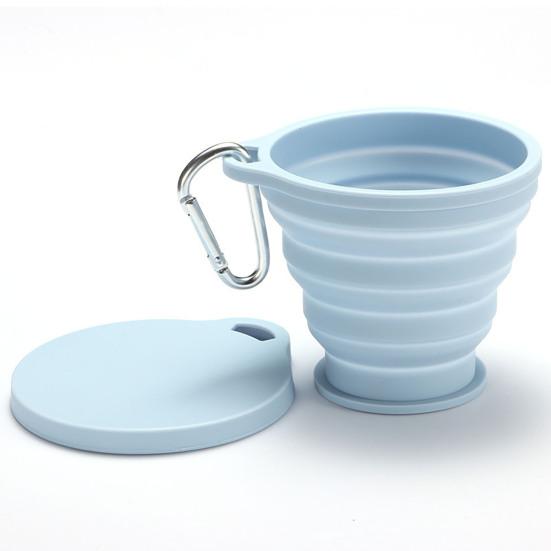 Silicone Folding Water Cup with Carabiner Handle 180ml Portable Travel Washing Cup