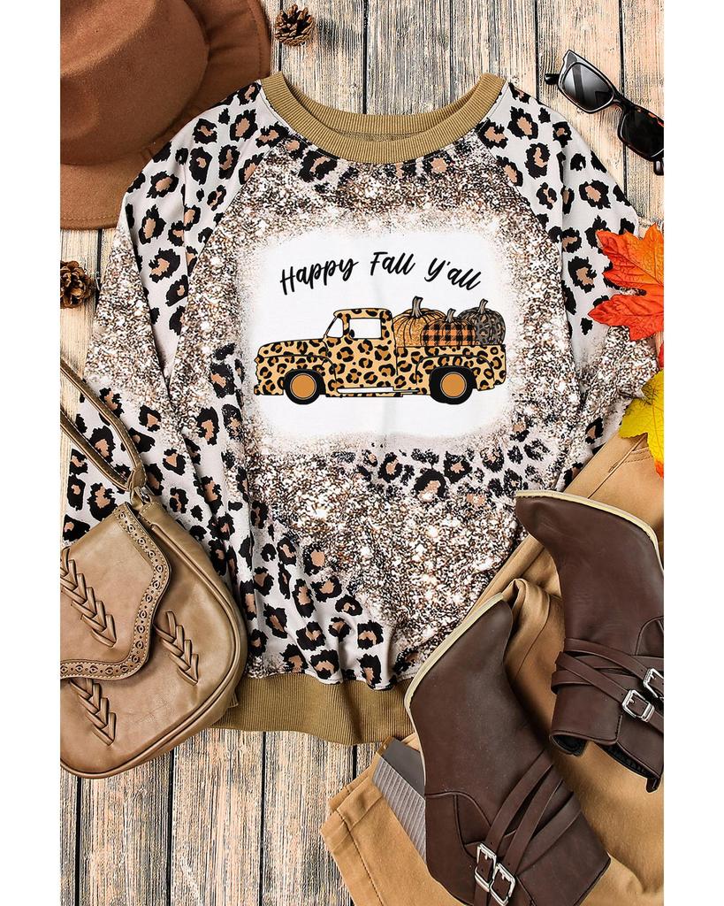 Azura Exchange Leopard Tie Dyed Pumpkin Truck Graphic Top
