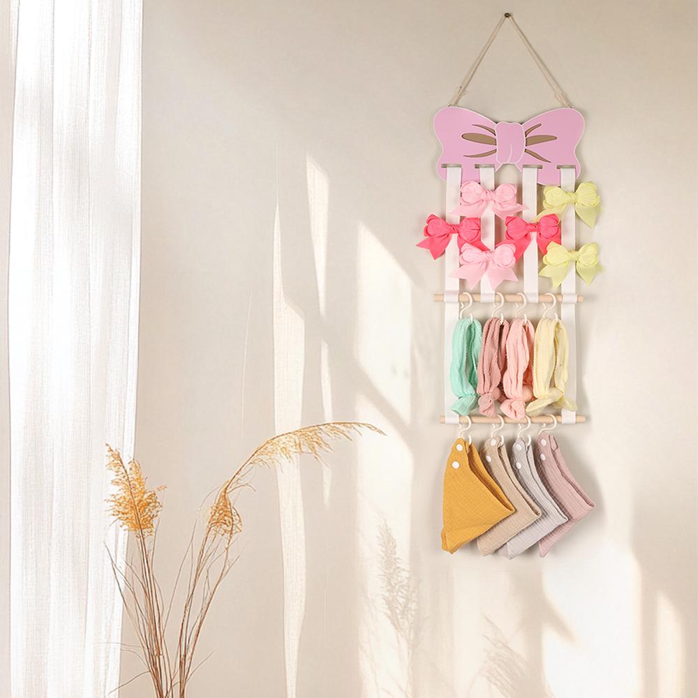 Hair Accessory Organizer With 8 Hooks Hanging Storage Rack For Hair Clips Hat Headband Space Saving Bathroom Bedroom Door Closet