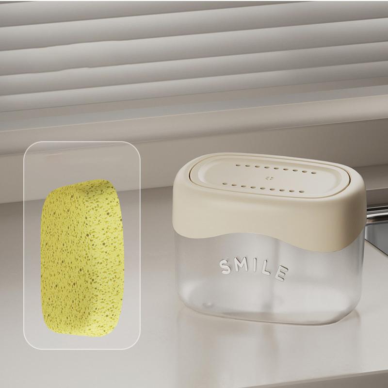 Dishwashing Liquid Press Box With Sponge Porous Design Kitchen Cleaning Tool Foaming Box Bathroom Soap Box A