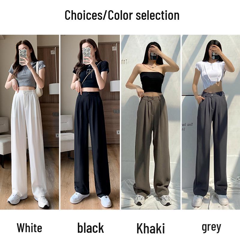 Černé kalhoty s vysokým pasem a širokými nohavicemi pro ženy - Elegantní zeštíhlující oblekové kalhoty na jaro/podzim