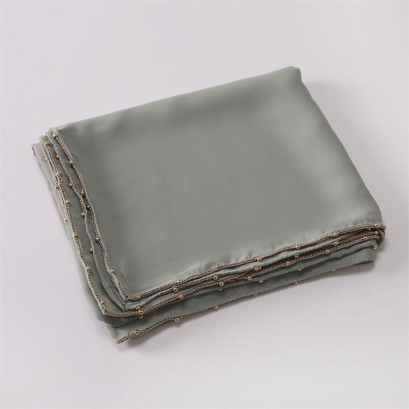 Gold Ball Bubble Chiffon Hijab Ramadan Solid Scarves Necklace Chain Shawls Women Sunscreen Headscarf Outdoor Windproof Head Wrap