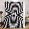 Concentric black-and-white spirals radiating from the center. for all seasons blanket lunch break throw gift