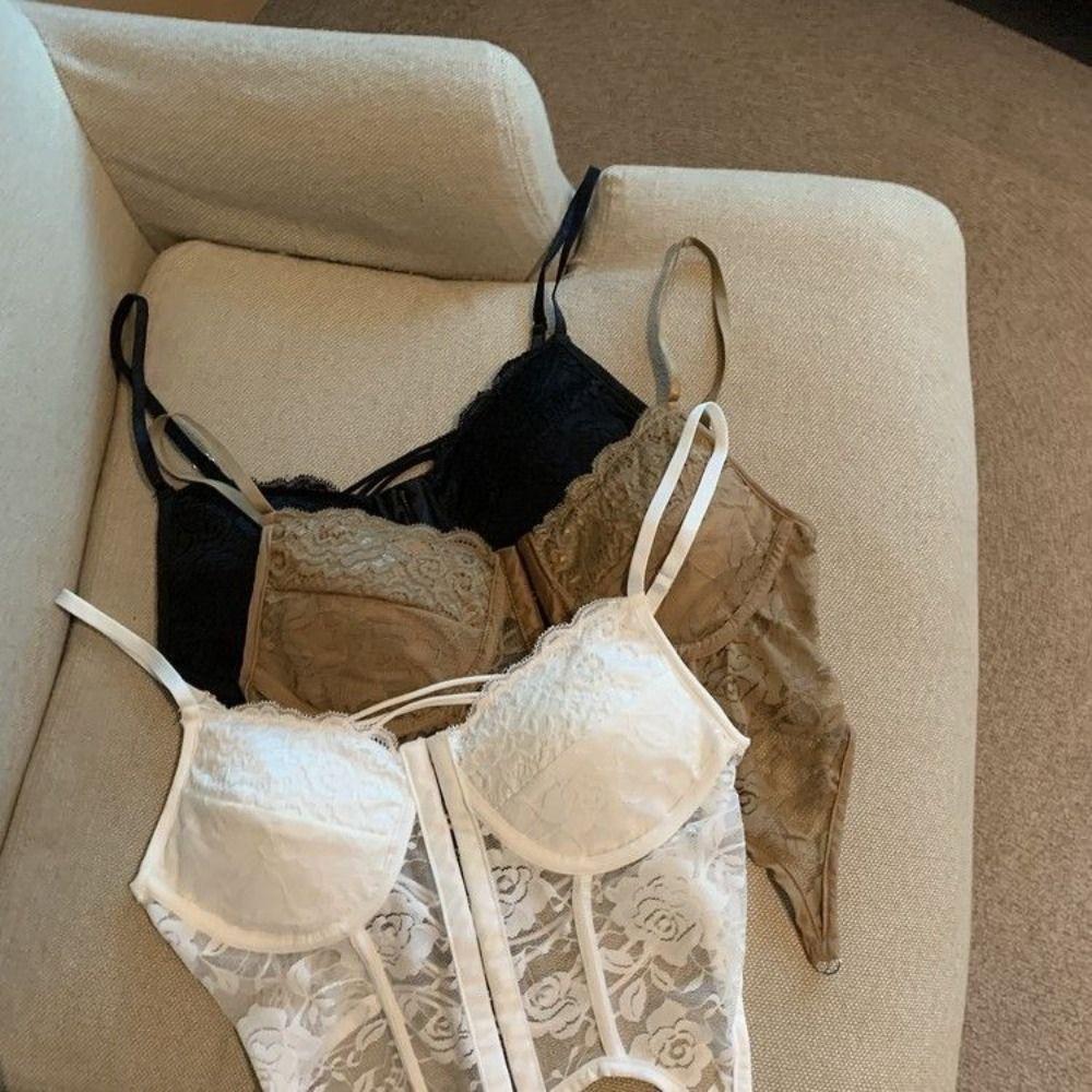 Push Up Sexy Lace Corset Top V-Neck Hollow Suspender Vest Fashion Slim Bodice Spring&Summer