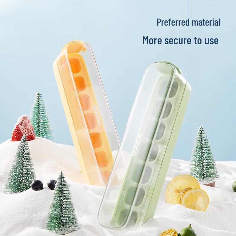 Ecoco 7-Grid Food-Grade Silicone Ice Cube Tray with Lid