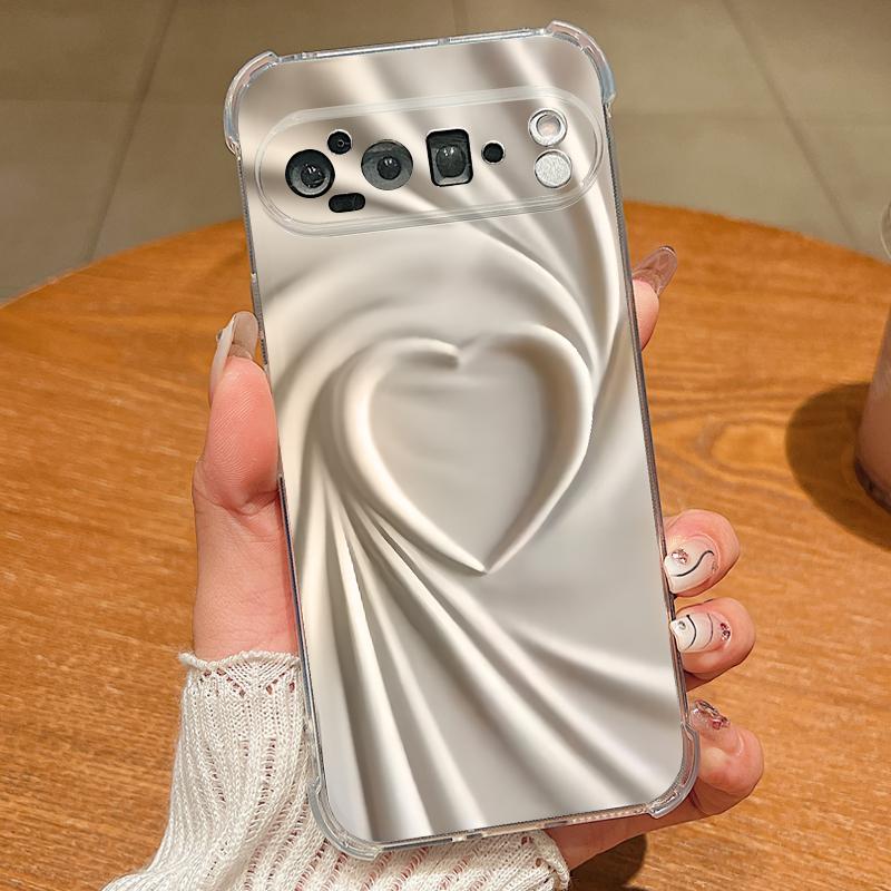 

Silky Love Hearts Pattern Case For Google Pixel 9 Pro XL 9A Shockproof TPU Silicone Clear Soft Cover Google Pixel 9 Pro XL прозорий